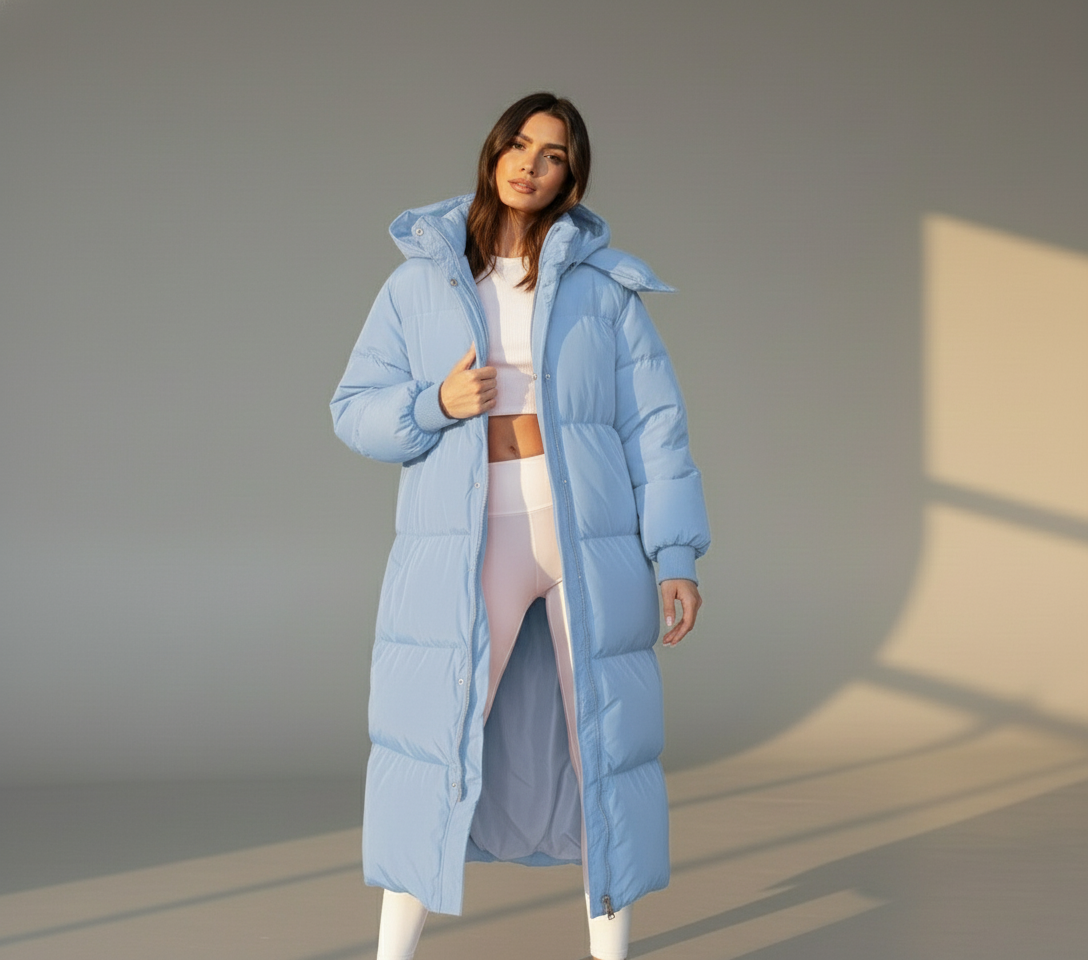 Nancy Maxi Puffer Jacket - Oversized Hooded Quilted Winter Coat for Women