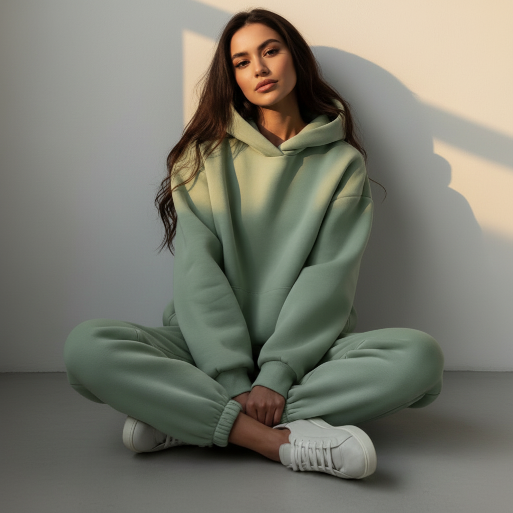 Women's Relaxed Oversized Tracksuit - Matching Hoodie & Jogger Set