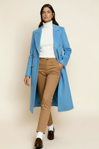 Women’s Wool Blend Overcoat – Double-Breasted Long Coat - Tailored with Classic Lapel