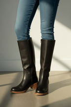 Women’s Knee-High Western Pull-On Boots with Low Stacked Heel