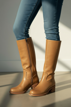 Women’s Knee-High Western Pull-On Boots with Low Stacked Heel