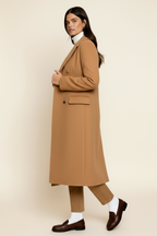 Women’s Wool Blend Overcoat – Double-Breasted Long Coat - Tailored with Classic Lapel