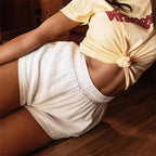 Rebecca | Striped Blue Cotton Shorts for Women