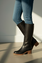 Women’s Knee-High Western Pull-On Boots with Low Stacked Heel