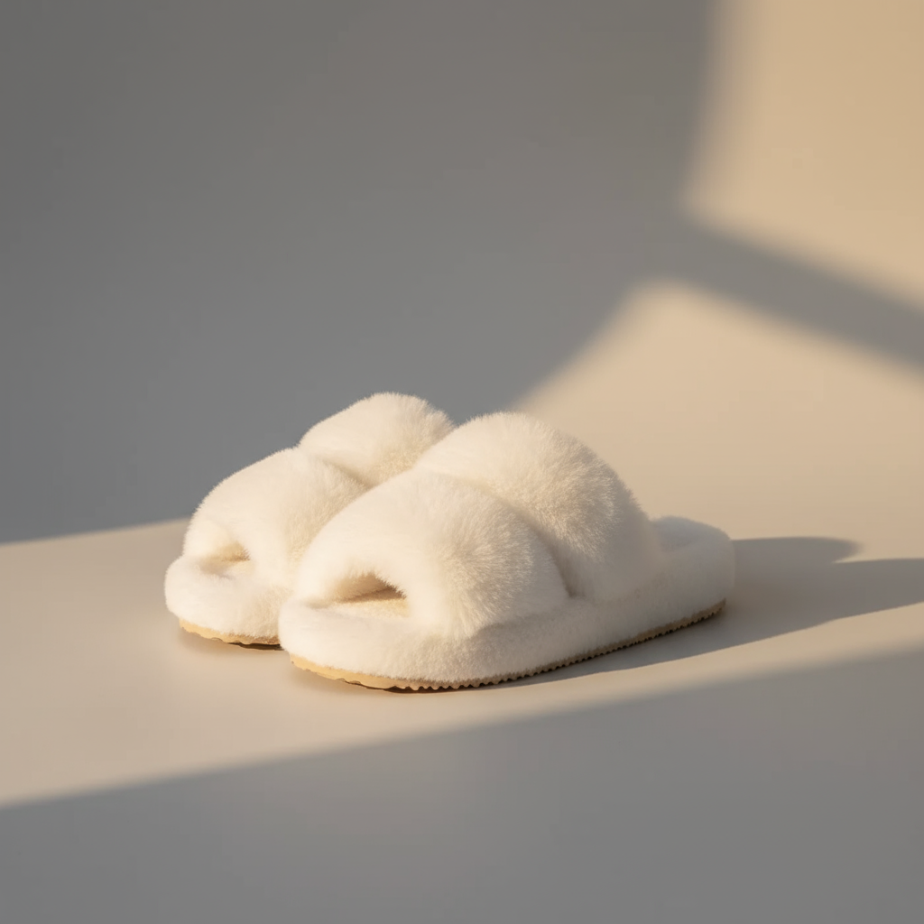 Women’s Open Toe Plush Slippers with Adjustable Strap - Soft Cushioned Sole for Indoor & Outdoor Comfort