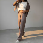 Women's Knitted 2 Set – Turtle Neck Sweater – Straight leg Pants – Soft Knit Lounge Wear