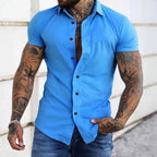 Men’s Tailored Muscle Fit Short Sleeve Shirt – Modern Fit - Stretchy Fabric, Tailored Style